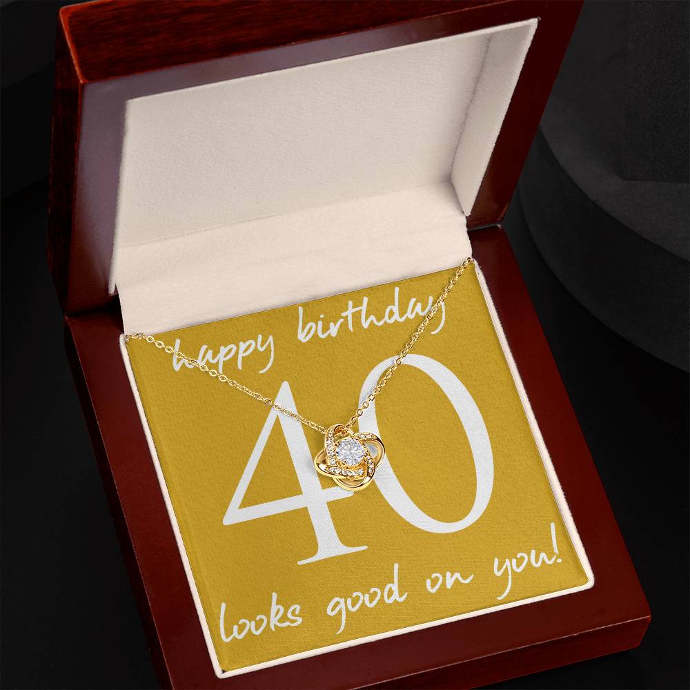 HAPPY BIRTHDAY, LOVE KNOT NECKLACE WITH MESSAGE CARD, BIRTHDAY GIFT FOR HER, NECKLACE JEWELLERY
