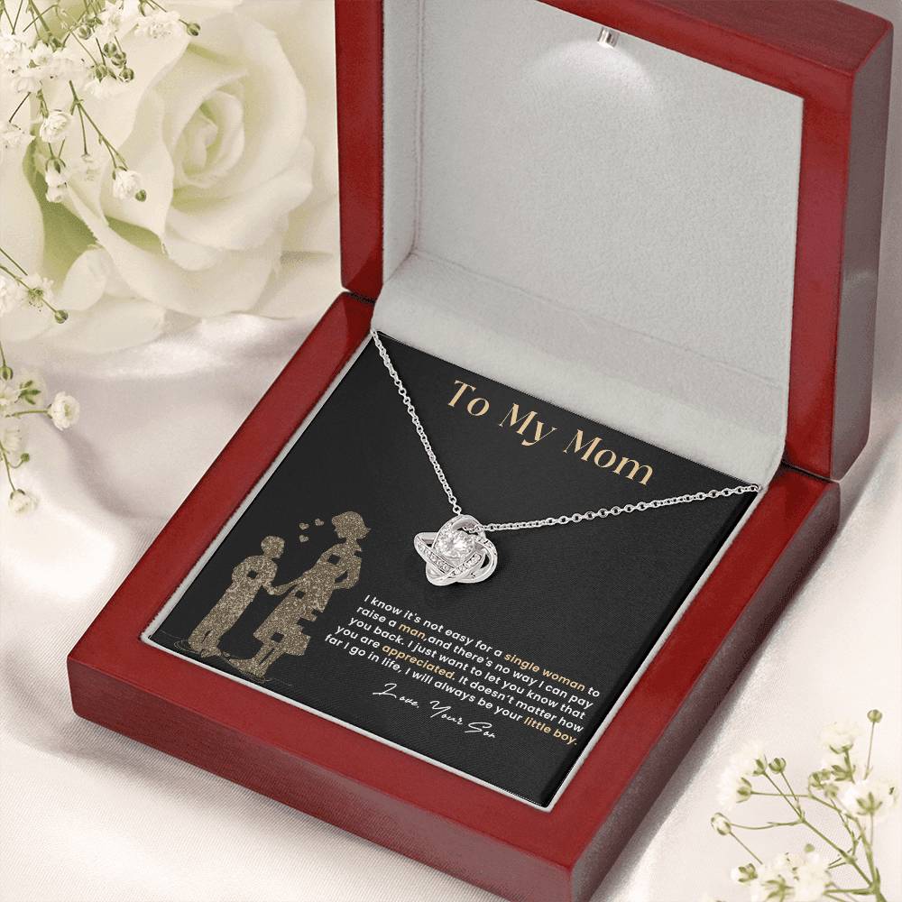 To My Mom, Knot Necklace for Mom From Son, Birthday/ Mothers Day Gift For Her, Gift For Single Mother