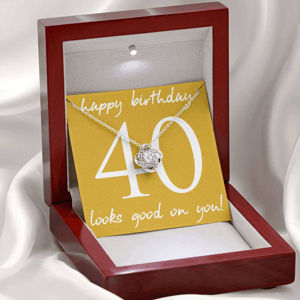 HAPPY BIRTHDAY, LOVE KNOT NECKLACE WITH MESSAGE CARD, BIRTHDAY GIFT FOR HER, NECKLACE JEWELLERY