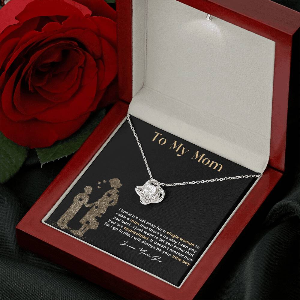 To My Mom, Knot Necklace for Mom From Son, Birthday/ Mothers Day Gift For Her, Gift For Single Mother