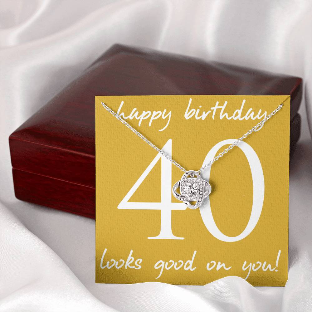 HAPPY BIRTHDAY, LOVE KNOT NECKLACE WITH MESSAGE CARD, BIRTHDAY GIFT FOR HER, NECKLACE JEWELLERY