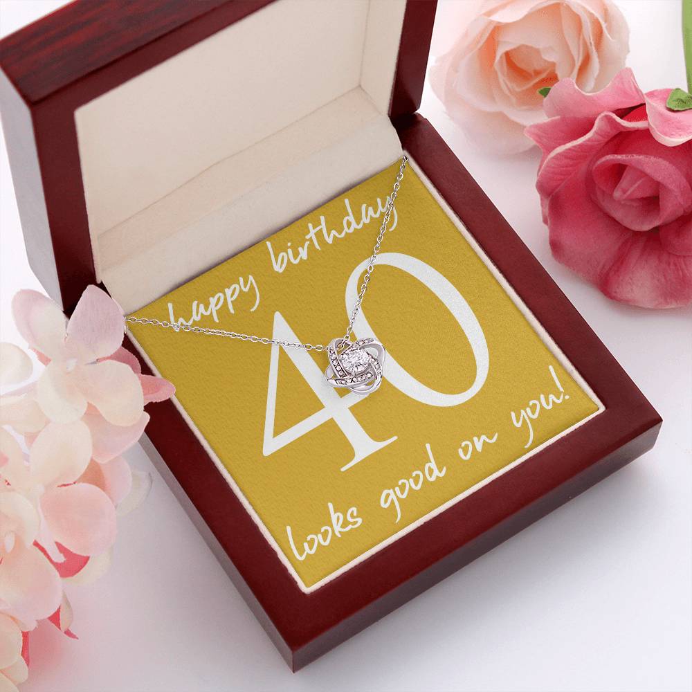 HAPPY BIRTHDAY, LOVE KNOT NECKLACE WITH MESSAGE CARD, BIRTHDAY GIFT FOR HER, NECKLACE JEWELLERY