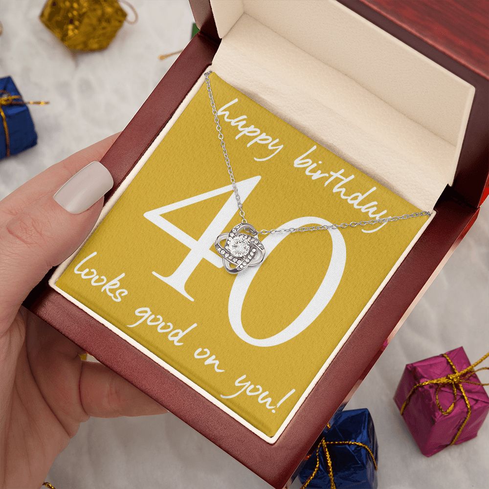 HAPPY BIRTHDAY, LOVE KNOT NECKLACE WITH MESSAGE CARD, BIRTHDAY GIFT FOR HER, NECKLACE JEWELLERY