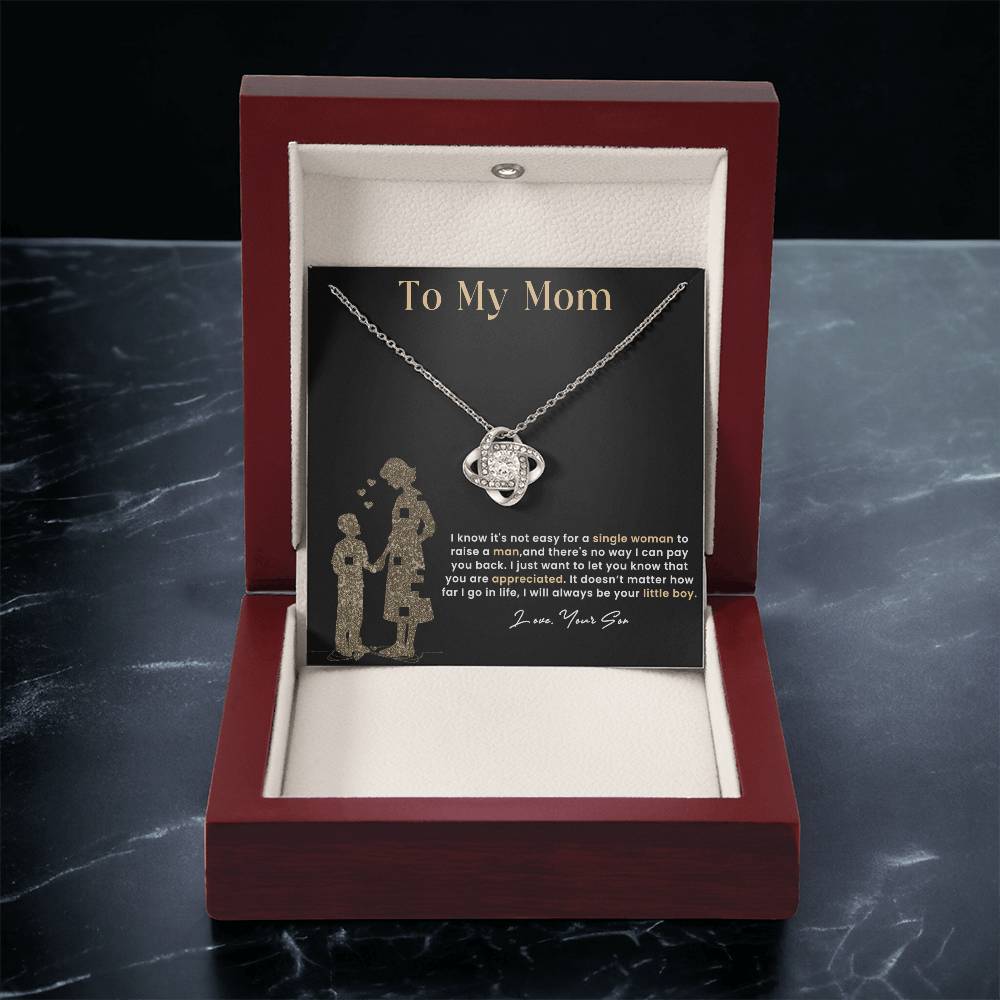 To My Mom, Knot Necklace for Mom From Son, Birthday/ Mothers Day Gift For Her, Gift For Single Mother