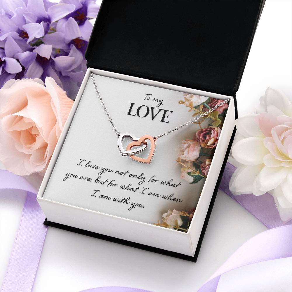 TO MY LOVE, INTERLOCKING HEART NECKLACE WITH MESSAGE CARD, BIRTHDAY AND ANNIVERSAY GIFT FOR HER, NECKLACE JWELERY