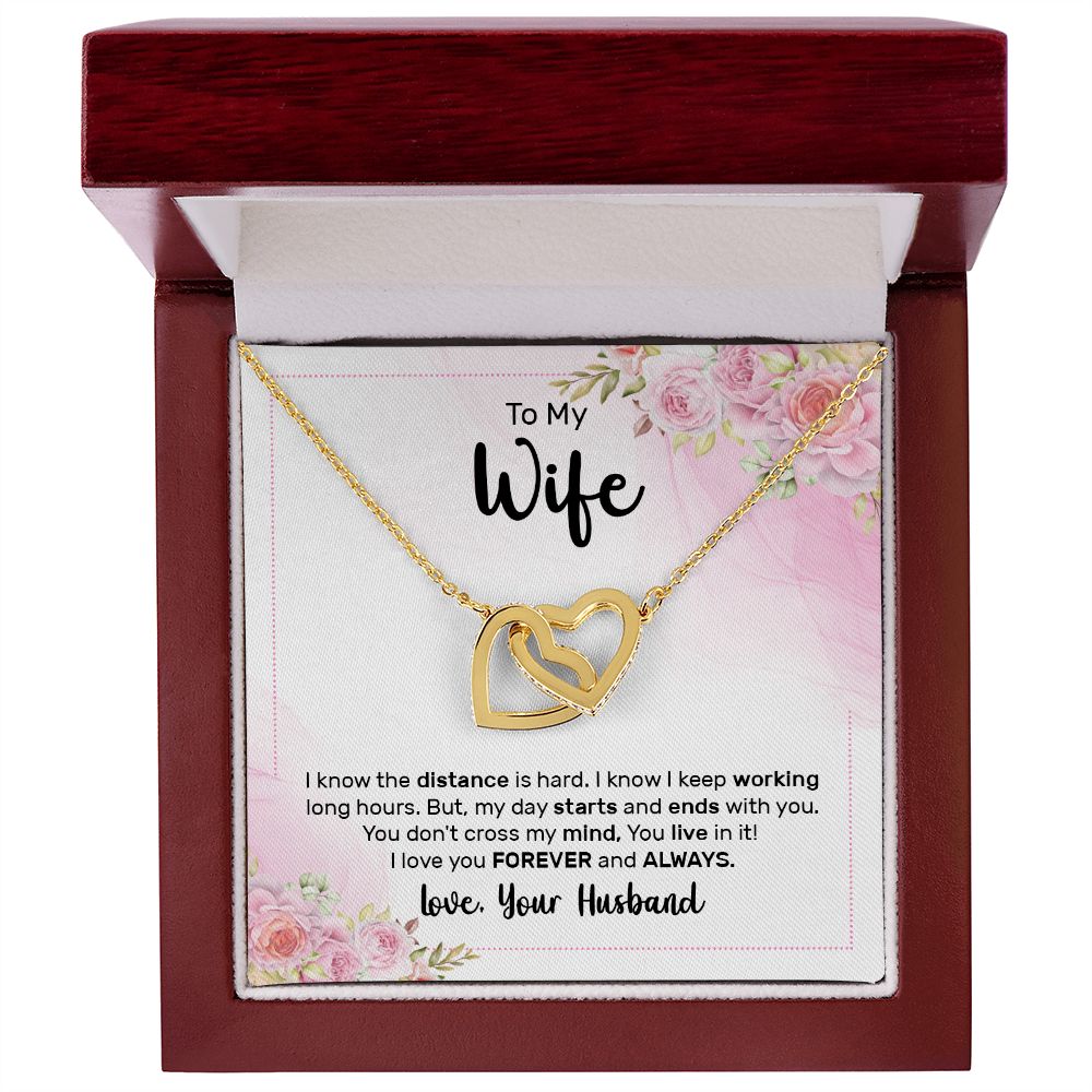 TO MY WIFE, INTERLOCKING HEART NECKLACE, GIFT FOR WIFE, NECKLACE JWELERY WITH MESSAGE CARD, ANNIVERSARY AND BIRTHDAY GIFT FOR HER
