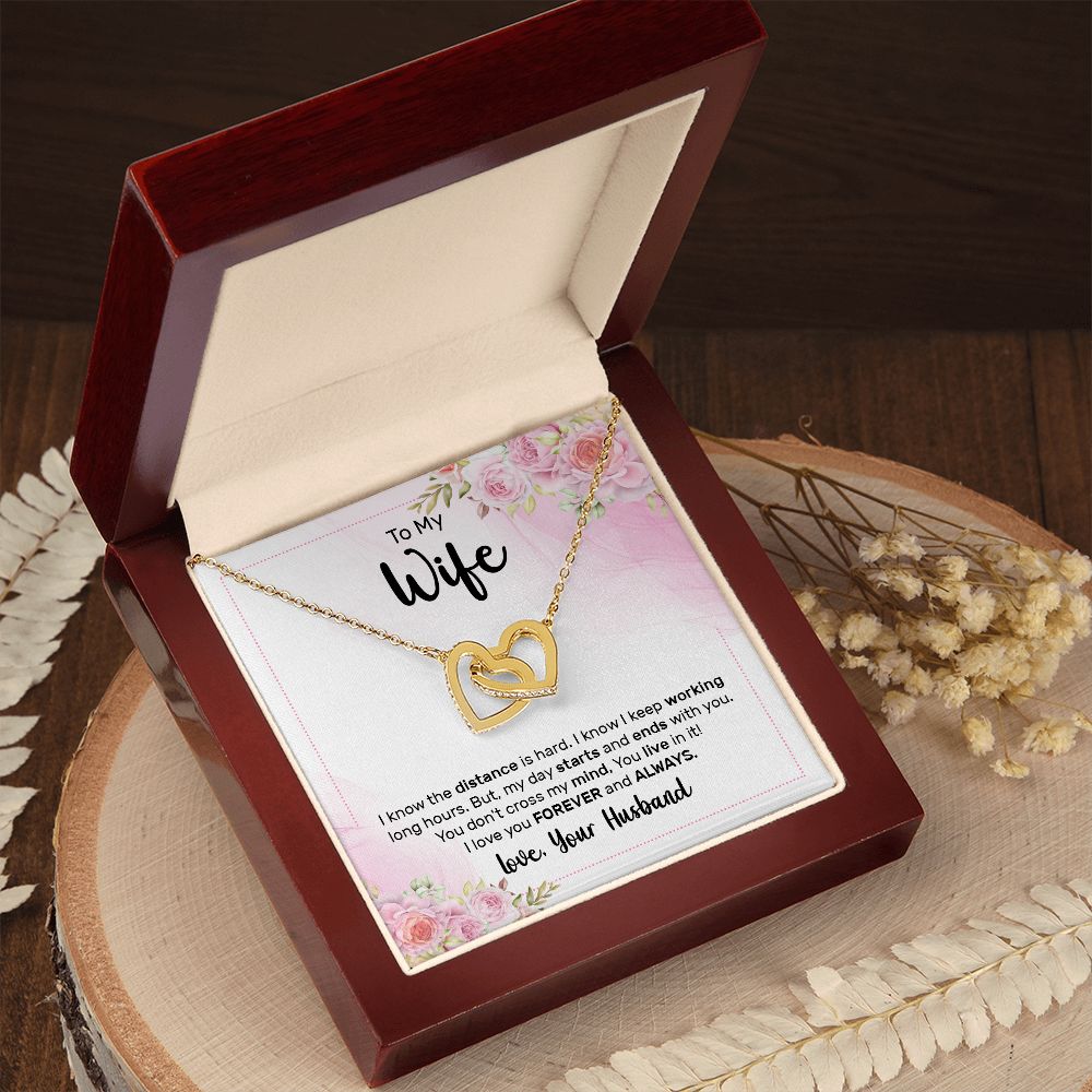 TO MY WIFE, INTERLOCKING HEART NECKLACE, GIFT FOR WIFE, NECKLACE JWELERY WITH MESSAGE CARD, ANNIVERSARY AND BIRTHDAY GIFT FOR HER
