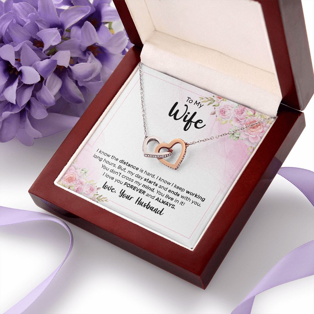 TO MY WIFE, INTERLOCKING HEART NECKLACE, GIFT FOR WIFE, NECKLACE JWELERY WITH MESSAGE CARD, ANNIVERSARY AND BIRTHDAY GIFT FOR HER