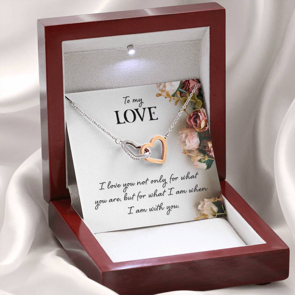 TO MY LOVE, INTERLOCKING HEART NECKLACE WITH MESSAGE CARD, BIRTHDAY AND ANNIVERSAY GIFT FOR HER, NECKLACE JWELERY