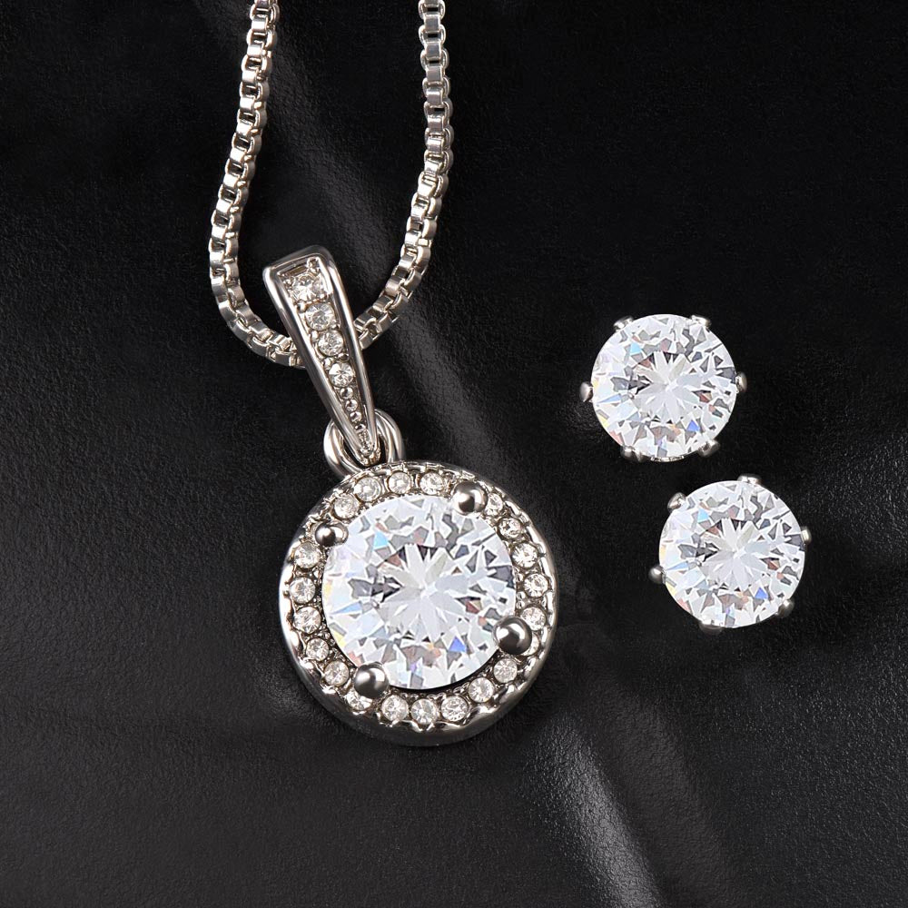 TO MY AMAZING SOULMATE, ETERNAL HOPE NECKLACE + CLEAR CZ EARRINGS WITH BEAUTIFUL MESSAGE CARD, BIRTHDAY GIFT FOR HER