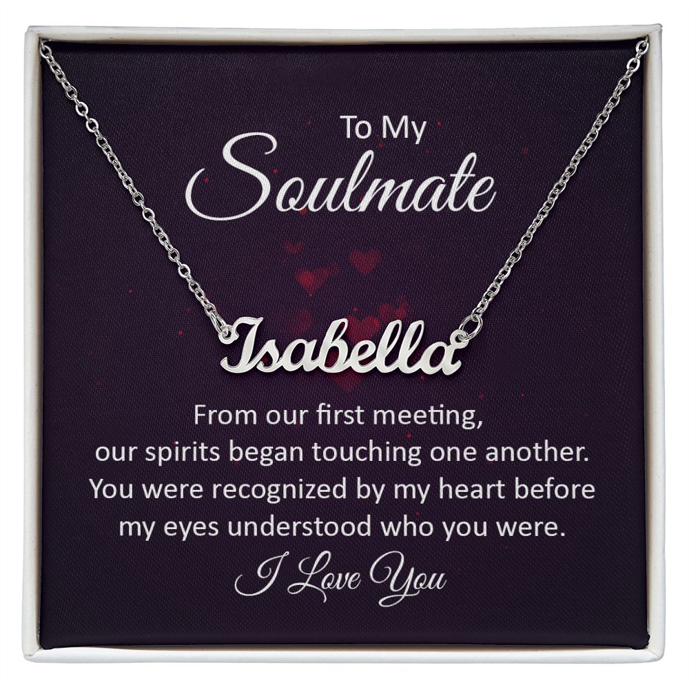 TO MY SOULMATE, CUSTOM NAME NECKLACE, GIFT FOR HER, NECKLACE PENDANT WITH MESSAGE CARD, FOR WIFE FROM HUSBAND
