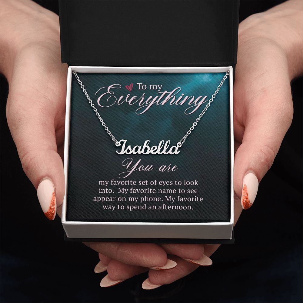 TO MY EVERYTHING, CUSTOM NAME NECKLACE, GIFT FOR HER, NECKLACE PENDANT WITH MESSAGE CARD, FOR WIFE FROM HUSBAND