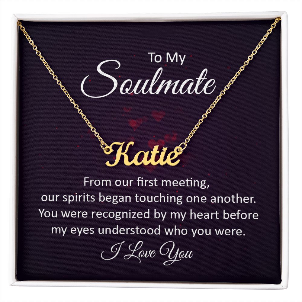 TO MY SOULMATE, CUSTOM NAME NECKLACE, GIFT FOR HER, NECKLACE PENDANT WITH MESSAGE CARD, FOR WIFE FROM HUSBAND