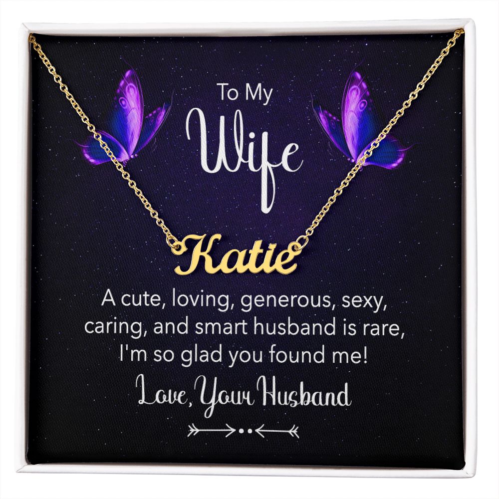 TO MY WIFE, CUSTOM NAME NECKLACE, GIFT FOR HER, NECKLACE PENDANT WITH MESSAGE CARD, FOR WIFE FROM HUSBAND