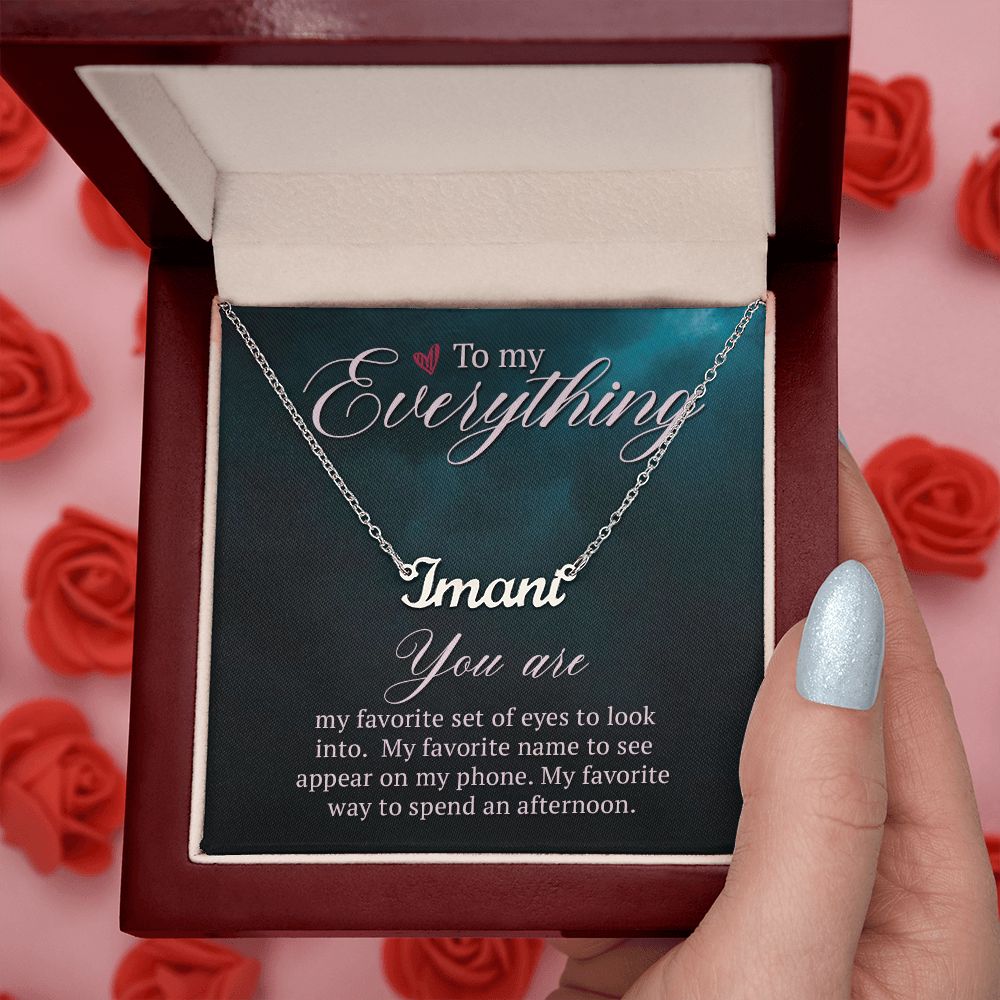 TO MY EVERYTHING, CUSTOM NAME NECKLACE, GIFT FOR HER, NECKLACE PENDANT WITH MESSAGE CARD, FOR WIFE FROM HUSBAND