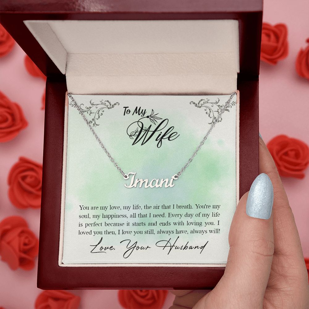 TO MY WIFE, CUSTOM NAME NECKLACE, BIRTHDAY GIFT FOR HER, NECKLACE PENDANT WITH MESSAGE CARD, FOR WIFE FROM HUSBAND