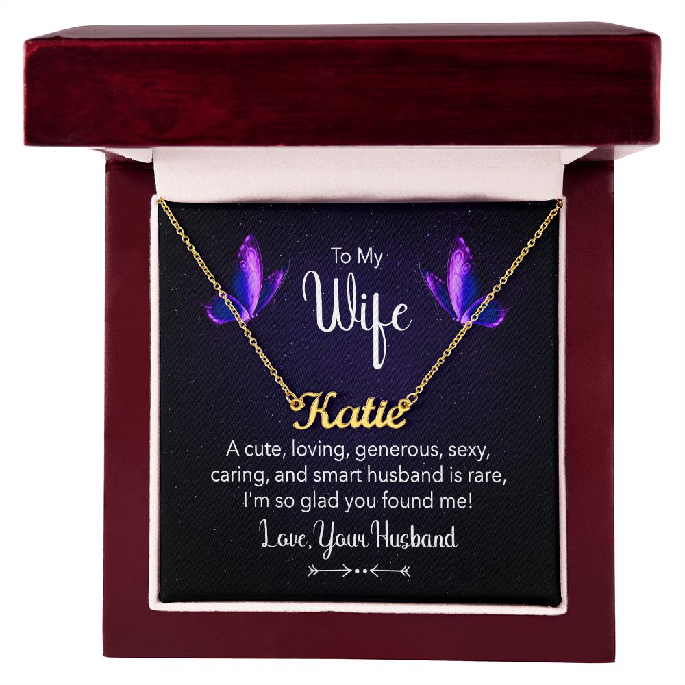 TO MY WIFE, CUSTOM NAME NECKLACE, GIFT FOR HER, NECKLACE PENDANT WITH MESSAGE CARD, FOR WIFE FROM HUSBAND