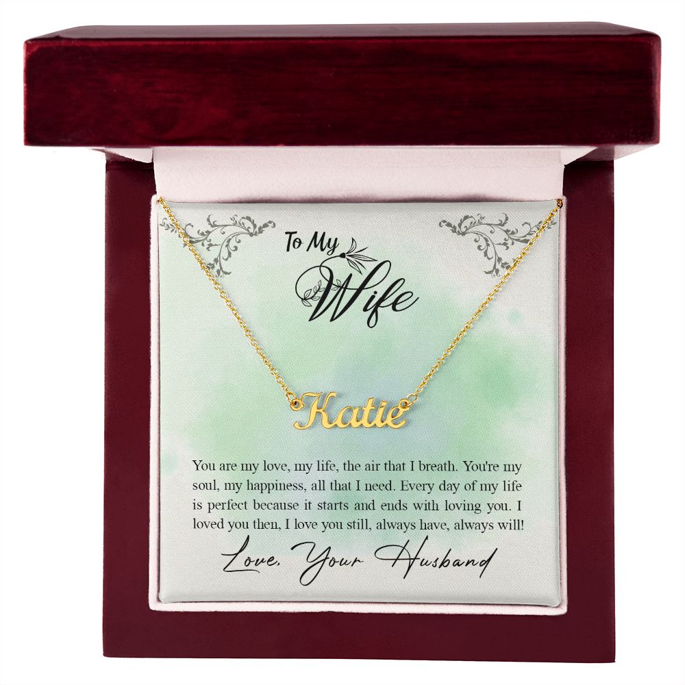 TO MY WIFE, CUSTOM NAME NECKLACE, BIRTHDAY GIFT FOR HER, NECKLACE PENDANT WITH MESSAGE CARD, FOR WIFE FROM HUSBAND