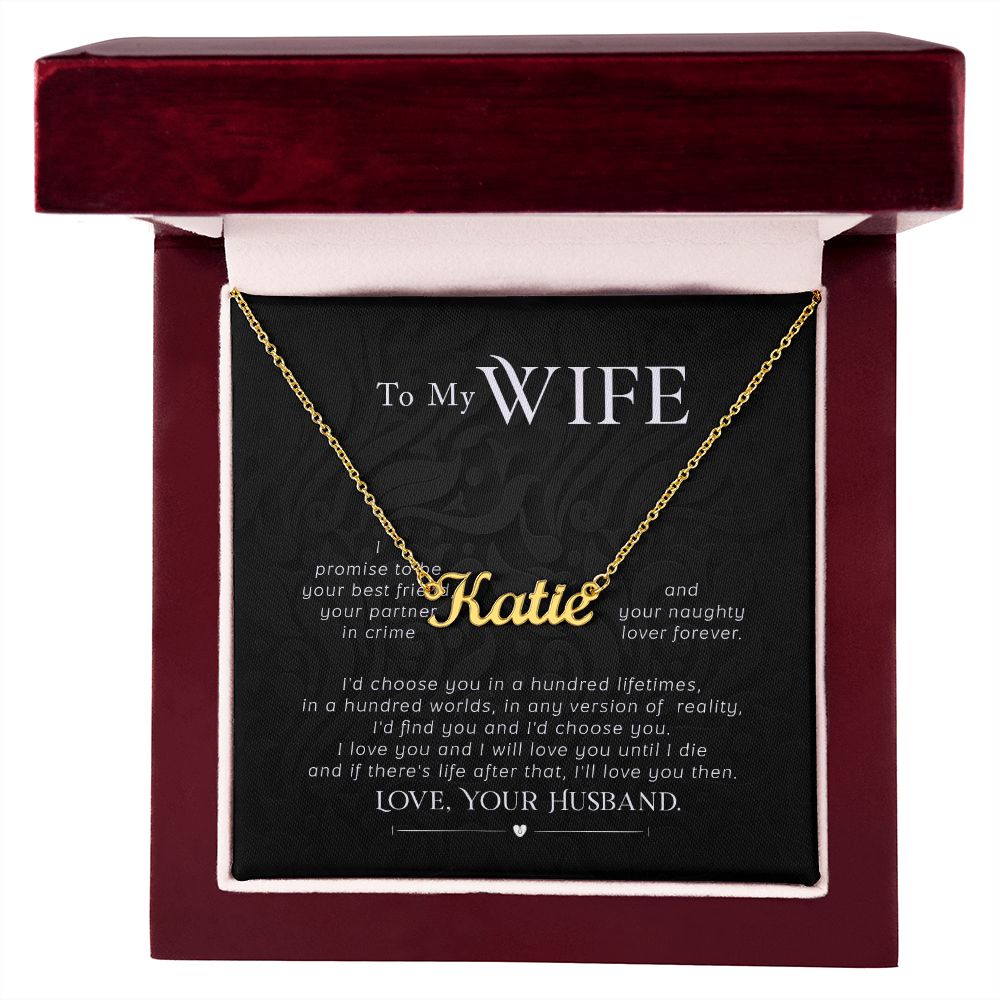 MY WIFE, CUSTOM NAME NECKLACE, GIFT FOR HER, NECKLACE PENDANT WITH MESSAGE CARD, FOR WIFE FROM HUSBAND