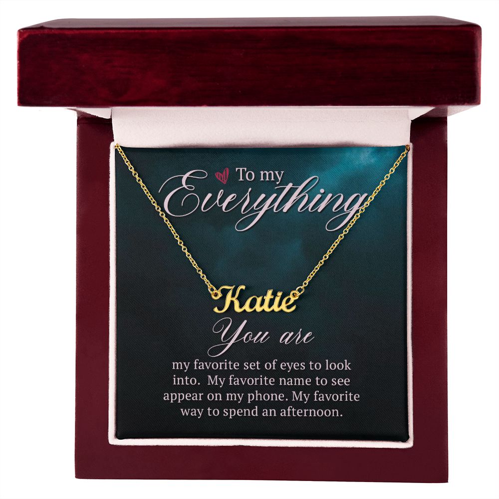 TO MY EVERYTHING, CUSTOM NAME NECKLACE, GIFT FOR HER, NECKLACE PENDANT WITH MESSAGE CARD, FOR WIFE FROM HUSBAND