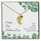 Single Charm, Engraved Baby Feet Charms Necklace, Birthstone Crystals/Diamond, Add Up To 4 Charms With Custom Names, Jewelry For Mom With Message Card, For Mother's Day/Birthday, Sterling Silver & Gold Plating