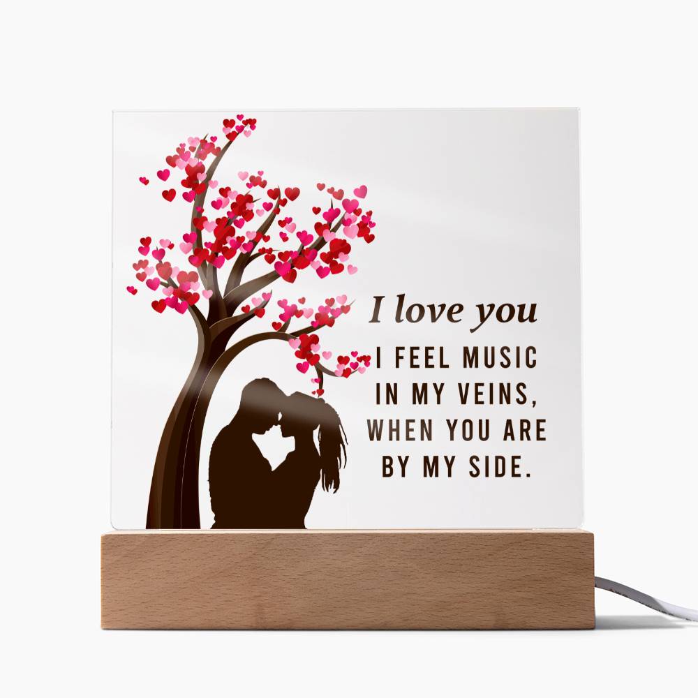 Couple Acrylic Square Plaque with LED Base or Wooden Base, Valentines Gift for Her and Him, Gift For Couples, Anniversary Gift, Gift For Husband, Birthday Gift