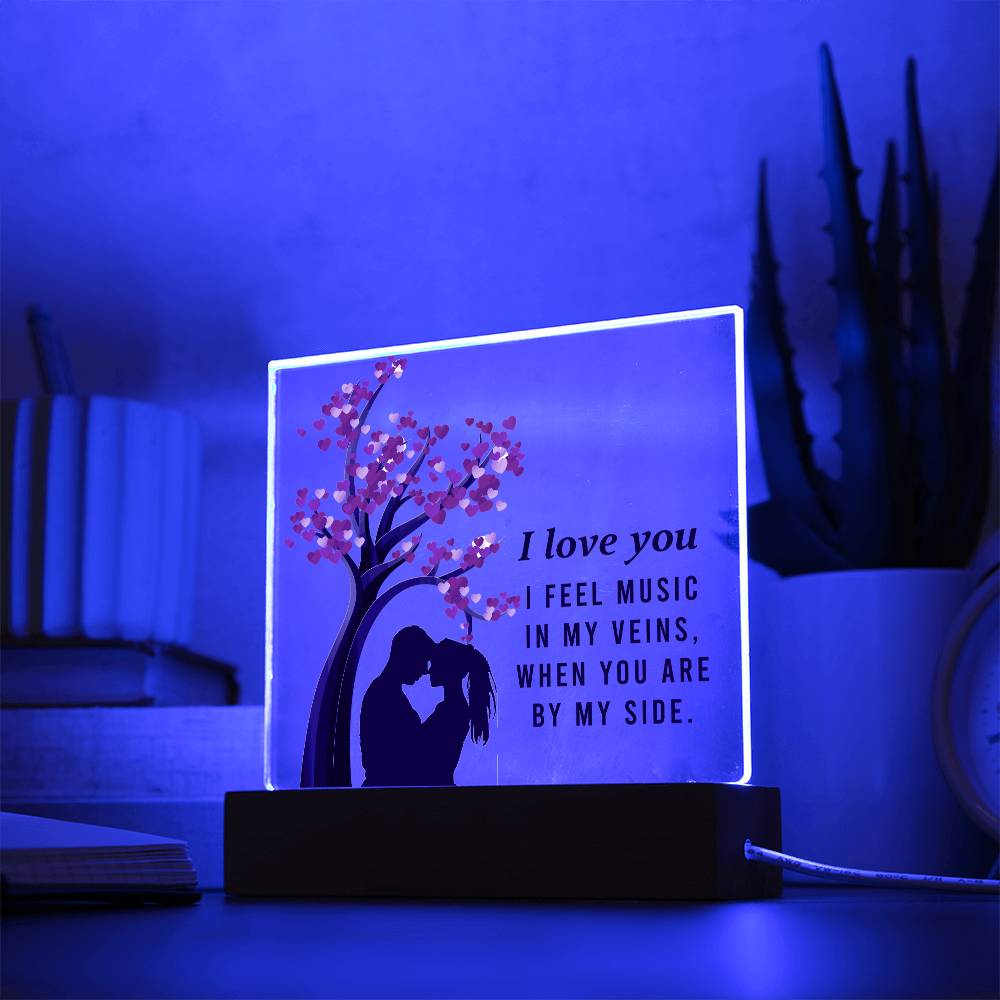Couple Acrylic Square Plaque with LED Base or Wooden Base, Valentines Gift for Her and Him, Gift For Couples, Anniversary Gift, Gift For Husband, Birthday Gift