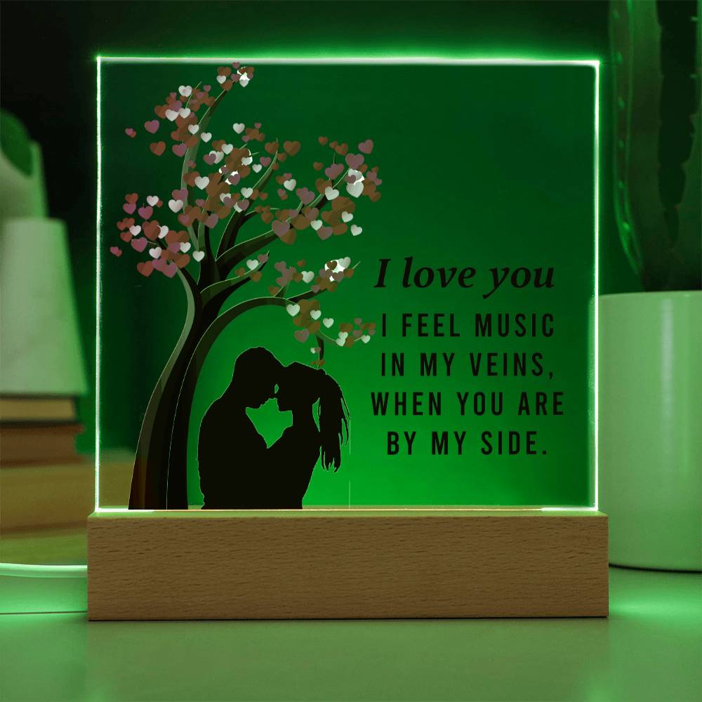 Couple Acrylic Square Plaque with LED Base or Wooden Base, Valentines Gift for Her and Him, Gift For Couples, Anniversary Gift, Gift For Husband, Birthday Gift