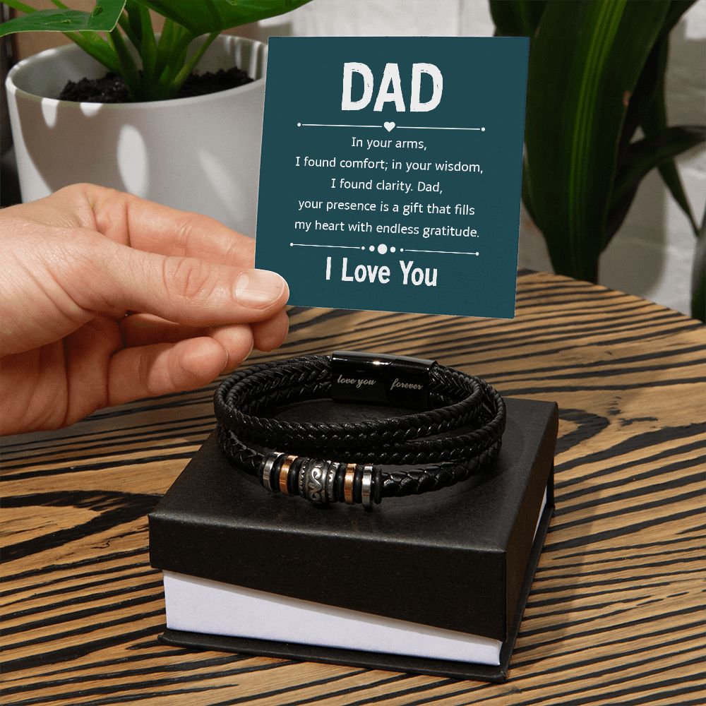 DAD I LOVE YOU, LOVE YOU FOREVER MEN'S BRACELET FOR DADDY, FATHER'S DAY/ BIRTHDAY GIFT FOR HIM, BRACELET WITH MESSAGE CARD FOR YOUR FATHER, FROM DAUGHTER/SON