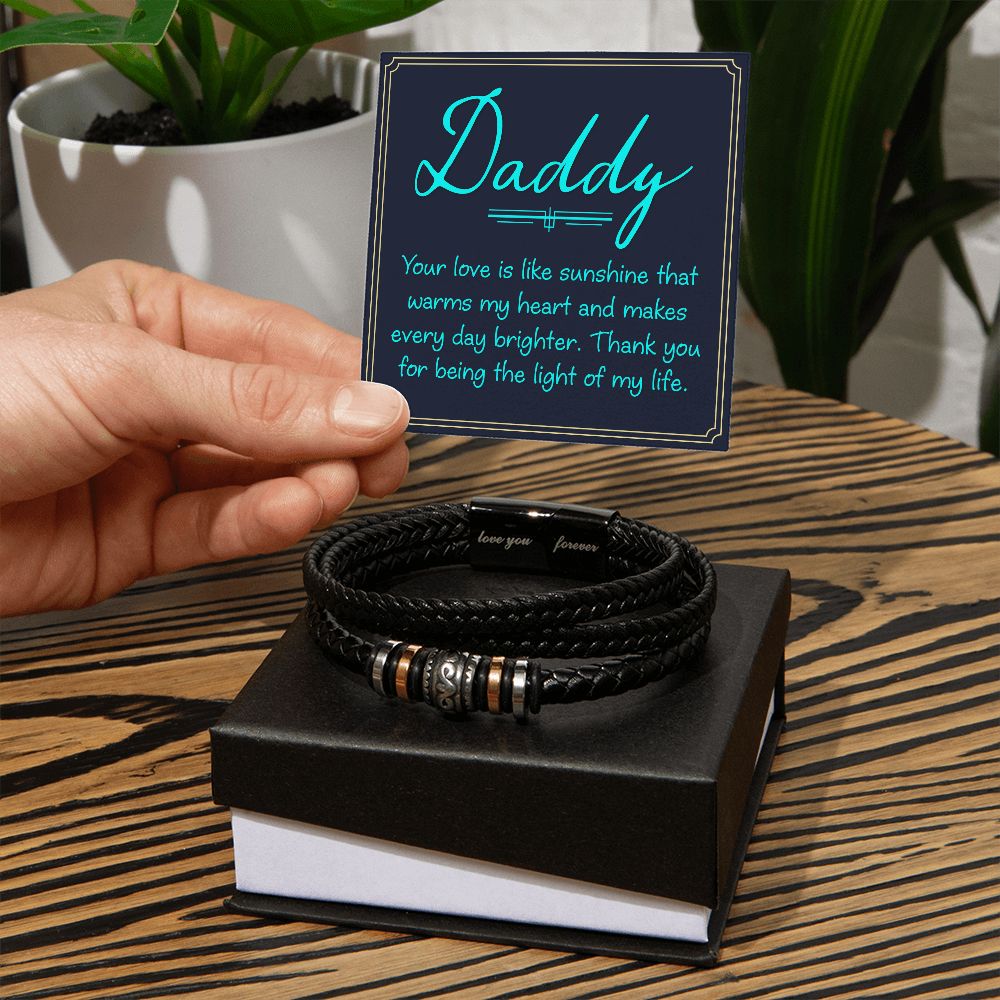LOVE YOU FOREVER MEN'S BRACELET FOR DADDY, FATHER'S DAY/ BIRTHDAY GIFT FOR HIM, BRACELET WITH MESSAGE CARD FOR YOUR FATHER, FROM DAUGHTER/SON