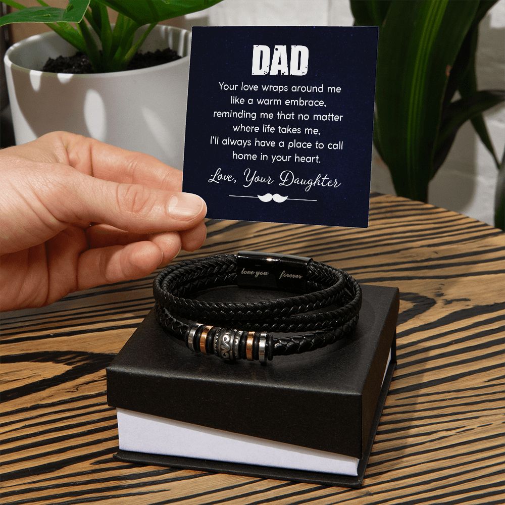 LOVE YOU FOREVER MEN'S BRACELET FOR DADDY, FATHER'S DAY/ BIRTHDAY GIFT FOR HIM, BRACELET WITH MESSAGE CARD FOR YOUR FATHER, FROM DAUGHTER
