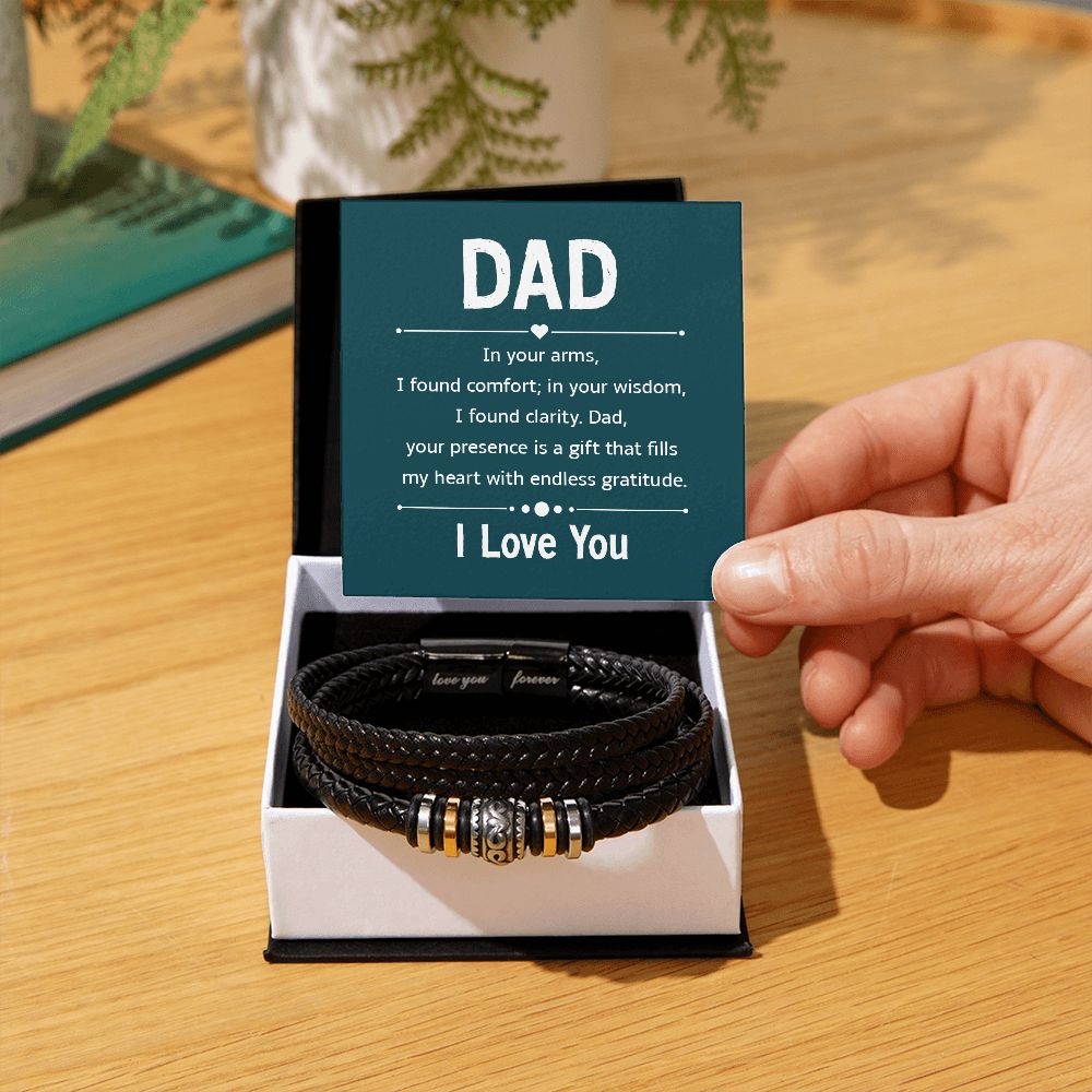 DAD I LOVE YOU, LOVE YOU FOREVER MEN'S BRACELET FOR DADDY, FATHER'S DAY/ BIRTHDAY GIFT FOR HIM, BRACELET WITH MESSAGE CARD FOR YOUR FATHER, FROM DAUGHTER/SON