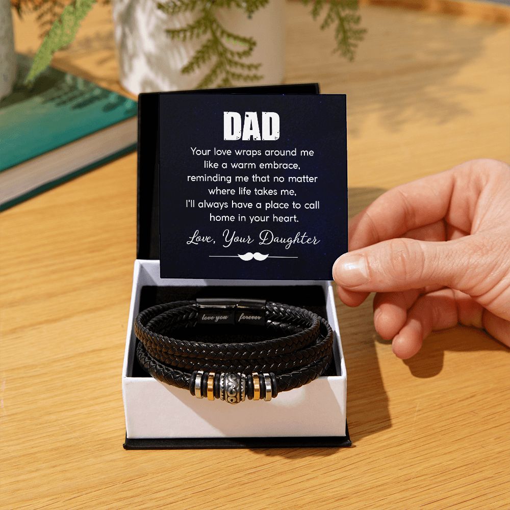 LOVE YOU FOREVER MEN'S BRACELET FOR DADDY, FATHER'S DAY/ BIRTHDAY GIFT FOR HIM, BRACELET WITH MESSAGE CARD FOR YOUR FATHER, FROM DAUGHTER