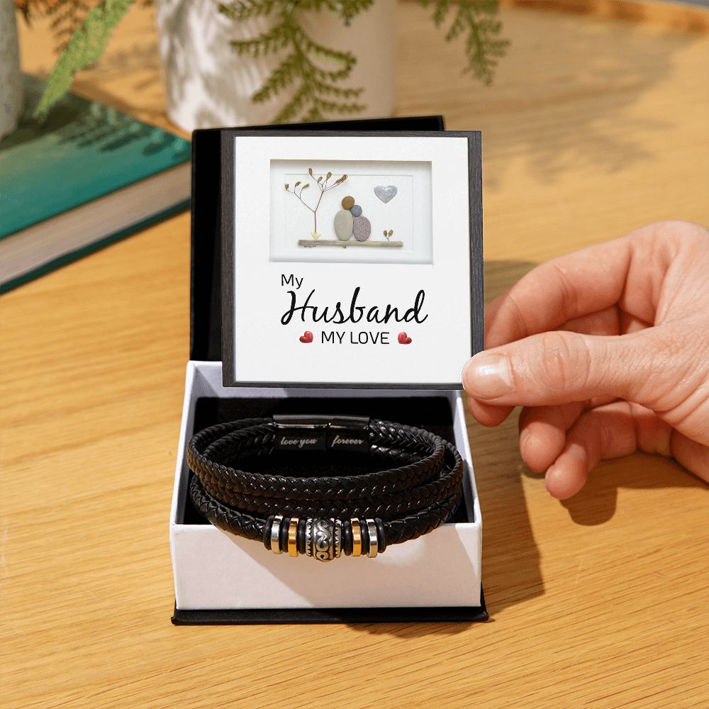 MY HUSBAND MY LOVE, LOVE YOU FOREVER MEN'S BRACELET FOR HUSBAND, BIRTHDAY/ANNIVERSARY GIFT FOR HIM, BRACELET WITH ENGRAVED MESSAGE AND MESSAGE CARD FOR YOUR HUSBAND