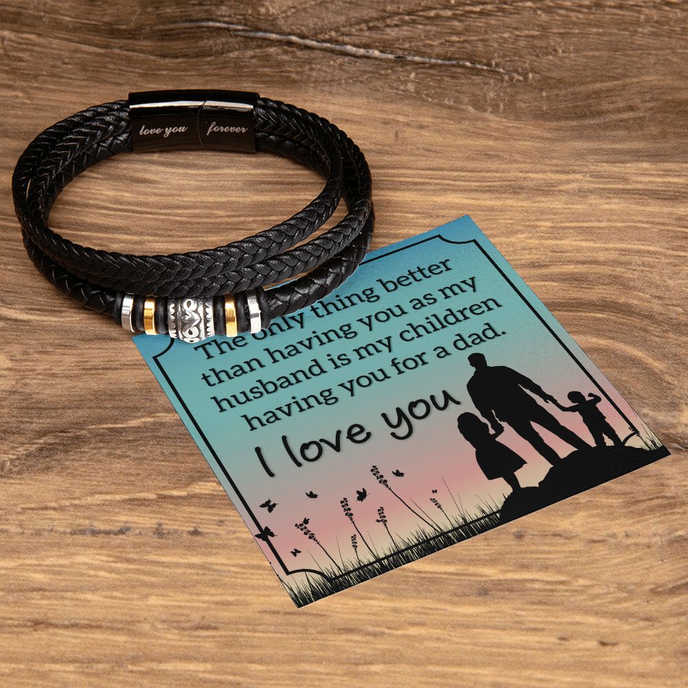 I LOVE YOU, LOVE YOU FOREVER MEN'S BRACELET FOR HUSBAND, BIRTHDAY/ANNIVERSARY GIFT FOR HIM, BRACELET WITH ENGRAVED MESSAGE AND MESSAGE CARD FOR YOUR HUSBAND