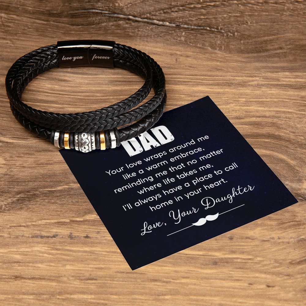 LOVE YOU FOREVER MEN'S BRACELET FOR DADDY, FATHER'S DAY/ BIRTHDAY GIFT FOR HIM, BRACELET WITH MESSAGE CARD FOR YOUR FATHER, FROM DAUGHTER