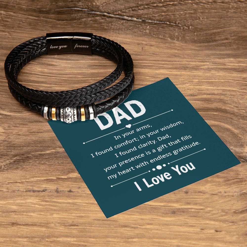 DAD I LOVE YOU, LOVE YOU FOREVER MEN'S BRACELET FOR DADDY, FATHER'S DAY/ BIRTHDAY GIFT FOR HIM, BRACELET WITH MESSAGE CARD FOR YOUR FATHER, FROM DAUGHTER/SON