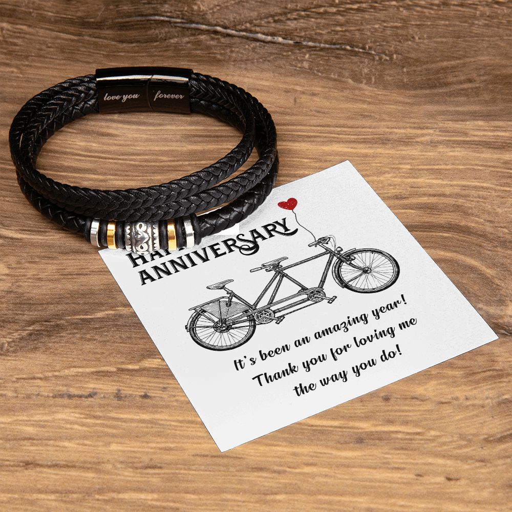 LOVE YOU FOREVER MEN'S BRACELET FOR HUSBAND, ANNIVERSARY GIFT FOR HIM, BRACELET WITH ENGRAVED MESSAGE AND MESSAGE CARD FOR YOUR HUSBAND