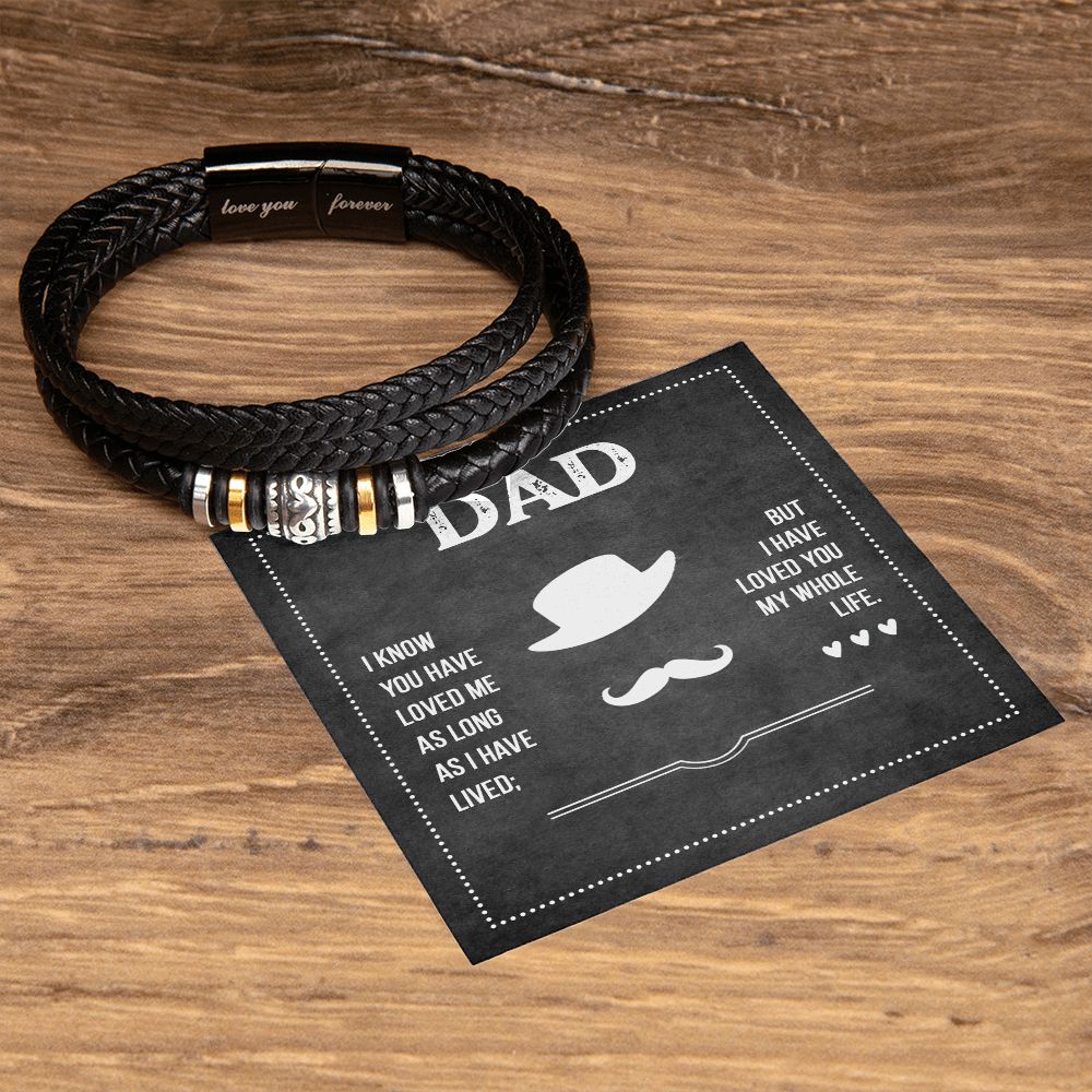 LOVE YOU FOREVER BRACELET WITH MESSAGE CARD FOR DAD, FATHER'S DAY AND BIRTHDAY GIFT FOR HIM, UNIQUE GIFT FOR DAD