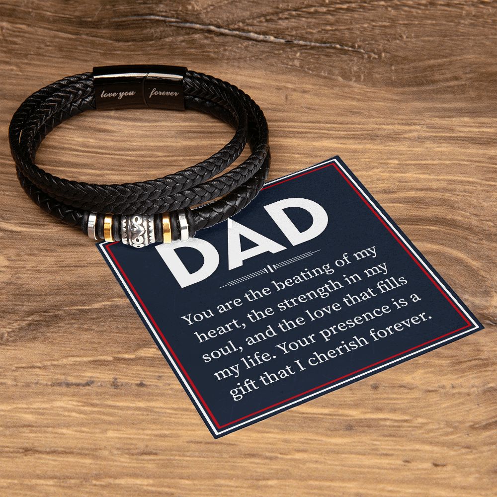 YOU ARE THE BEATING OF MY HEART, LOVE YOU FOREVER MEN'S BRACELET FOR DAD, FATHER'S DAY/ BIRTHDAY GIFT FOR HIM, BRACELET WITH MESSAGE CARD FOR YOUR FATHER