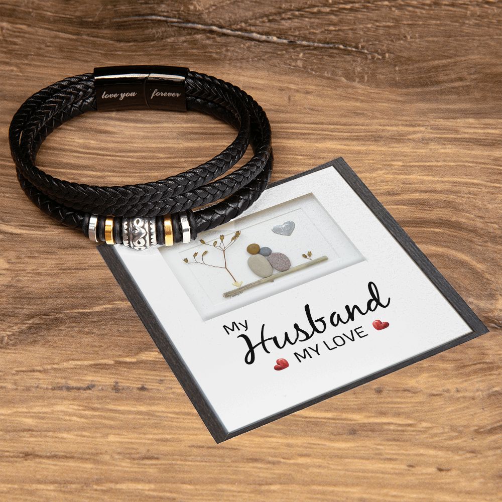 MY HUSBAND MY LOVE, LOVE YOU FOREVER MEN'S BRACELET FOR HUSBAND, BIRTHDAY/ANNIVERSARY GIFT FOR HIM, BRACELET WITH ENGRAVED MESSAGE AND MESSAGE CARD FOR YOUR HUSBAND