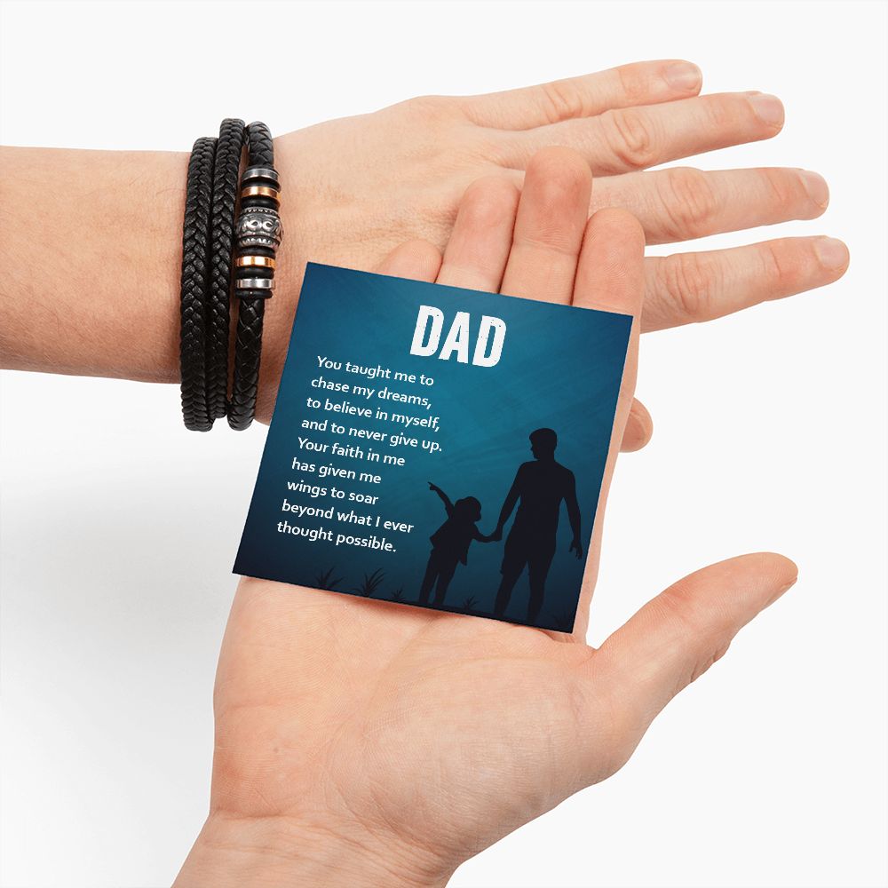 YOU TAUGHT ME TO BELIEVE IN MYSELF, LOVE YOU FOREVER MEN'S BRACELET FOR DAD, FATHER'S DAY/ BIRTHDAY GIFT FOR HIM, BRACELET WITH MESSAGE CARD FOR YOUR FATHER