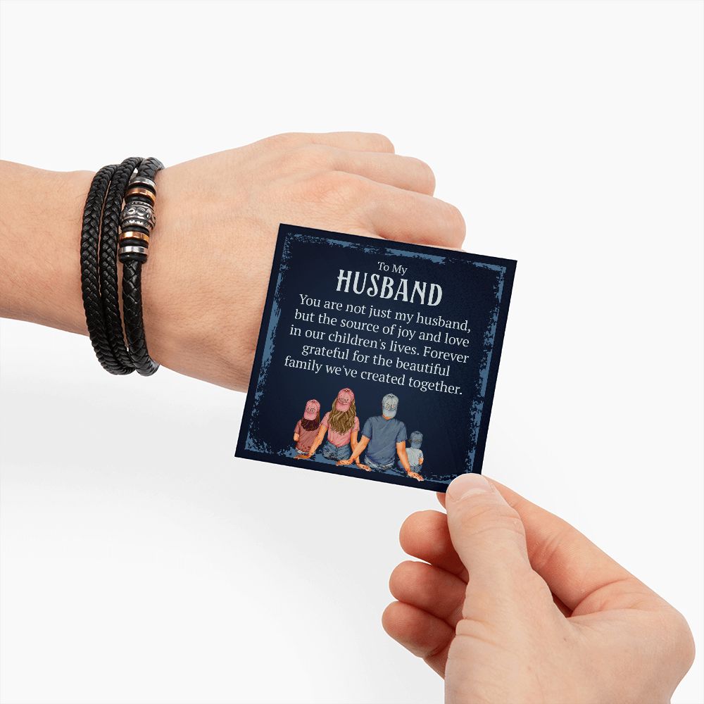 TO MY HUSBAND, LOVE YOU FOREVER MEN'S BRACELET FOR HUSBAND, BIRTHDAY/ANNIVERSARY GIFT FOR HIM, BRACELET WITH ENGRAVED MESSAGE AND MESSAGE CARD FOR YOUR HUSBAND