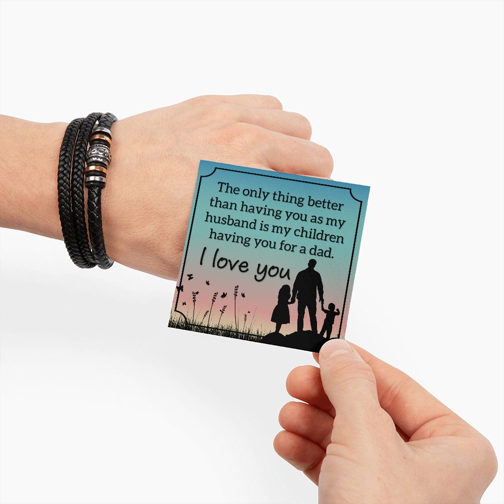 I LOVE YOU, LOVE YOU FOREVER MEN'S BRACELET FOR HUSBAND, BIRTHDAY/ANNIVERSARY GIFT FOR HIM, BRACELET WITH ENGRAVED MESSAGE AND MESSAGE CARD FOR YOUR HUSBAND