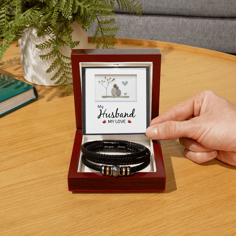 MY HUSBAND MY LOVE, LOVE YOU FOREVER MEN'S BRACELET FOR HUSBAND, BIRTHDAY/ANNIVERSARY GIFT FOR HIM, BRACELET WITH ENGRAVED MESSAGE AND MESSAGE CARD FOR YOUR HUSBAND