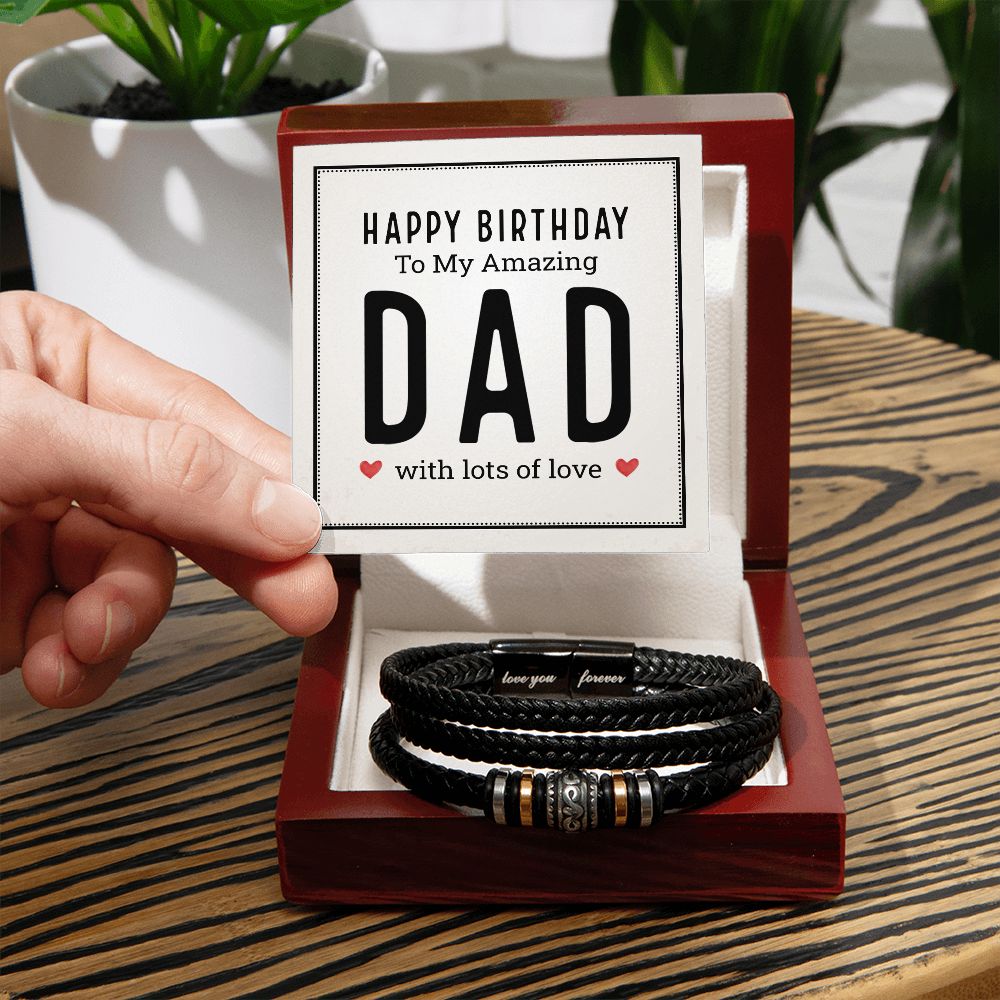 HAPPY BIRTHDAY TO MY AMAZING DAD, LOVE YOU FOREVER BRACELET, GIFT FOR DAD, BIRTHDAY GIFT FOR HIM, UNIQUE GIFT