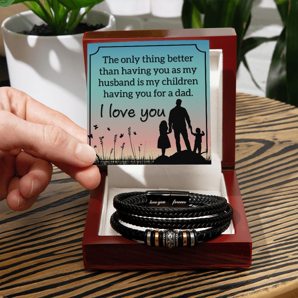 I LOVE YOU, LOVE YOU FOREVER MEN'S BRACELET FOR HUSBAND, BIRTHDAY/ANNIVERSARY GIFT FOR HIM, BRACELET WITH ENGRAVED MESSAGE AND MESSAGE CARD FOR YOUR HUSBAND
