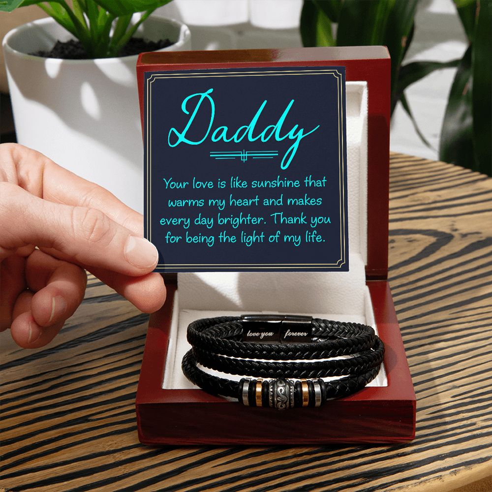 LOVE YOU FOREVER MEN'S BRACELET FOR DADDY, FATHER'S DAY/ BIRTHDAY GIFT FOR HIM, BRACELET WITH MESSAGE CARD FOR YOUR FATHER, FROM DAUGHTER/SON