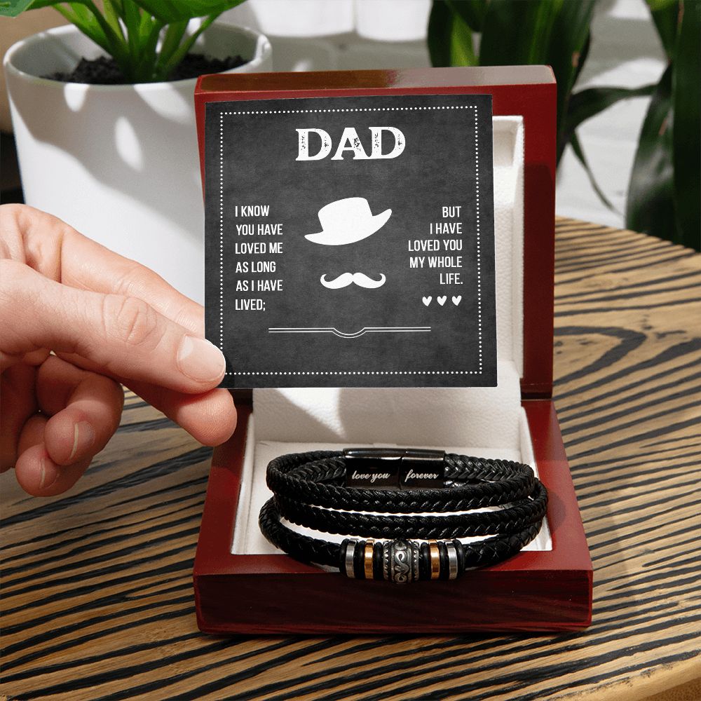 LOVE YOU FOREVER BRACELET WITH MESSAGE CARD FOR DAD, FATHER'S DAY AND BIRTHDAY GIFT FOR HIM, UNIQUE GIFT FOR DAD