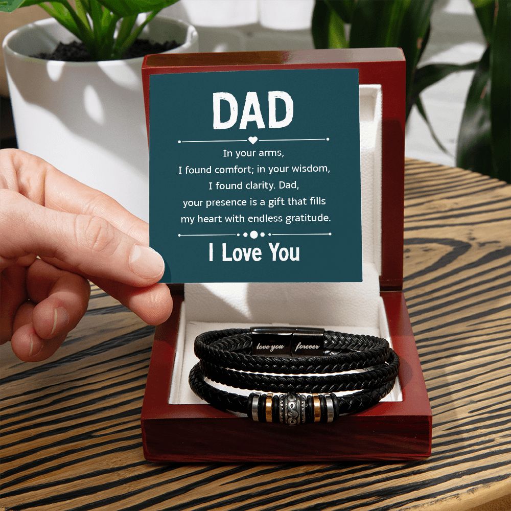 DAD I LOVE YOU, LOVE YOU FOREVER MEN'S BRACELET FOR DADDY, FATHER'S DAY/ BIRTHDAY GIFT FOR HIM, BRACELET WITH MESSAGE CARD FOR YOUR FATHER, FROM DAUGHTER/SON